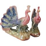 Set of 2 Peacocks Multicolored Ceramic Decoration