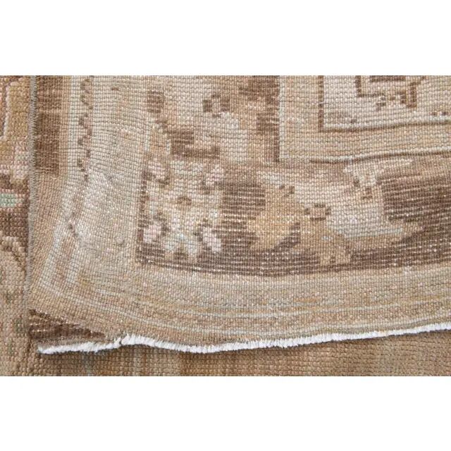 Vintage Turkish Hand-Knotted Wool Cotton Brown Area Rug 69x71