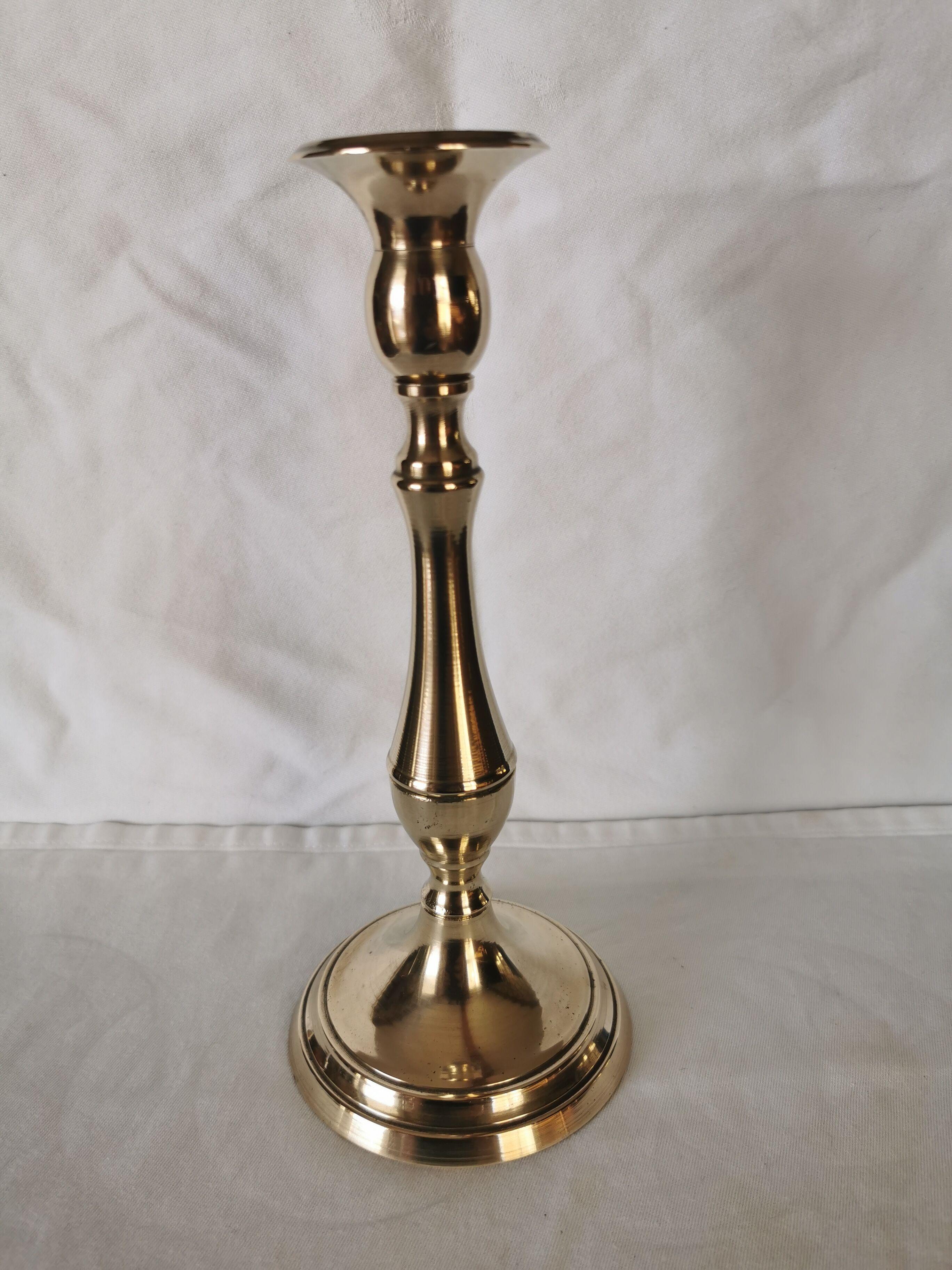 3 Old candle holders in solid golden brass