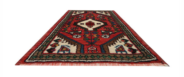 tapis persan tissé à la main oriental tapis en laine rouge- 43x62cm