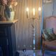 Lampadaire candélabre néo-classique en laiton doré et onyx — Style Flo