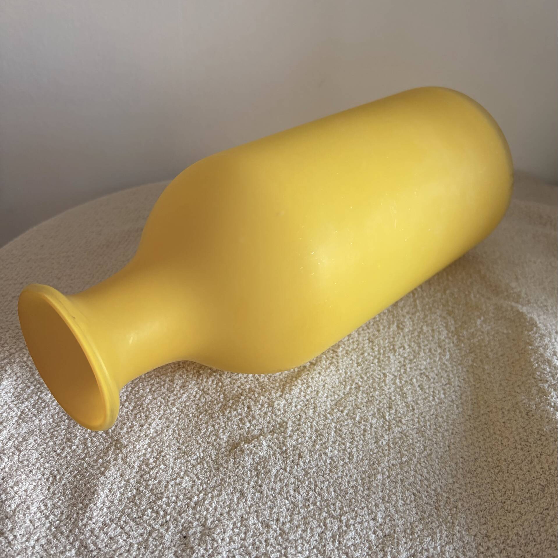 Vintage Hand-Blown Yellow Frosted Satin Glass Apothecary Vase - 1970s