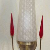 Simple Vintage Retro 1960s Gold Metal White Glass Shade 5