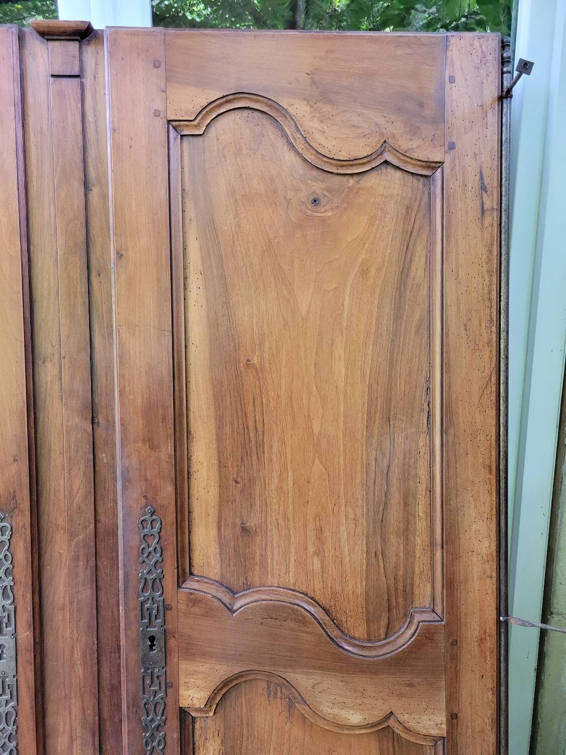 Double old wardrobe doors in walnut from around 1900.