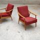 Pair of Czechoslovak armchairs 1960 red pink 1960