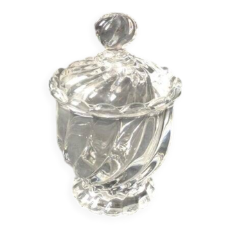 1980s Baccarat Crystal Jam Jar/Mustard Jar/Honey Jar With Lid, Model Bamboo
