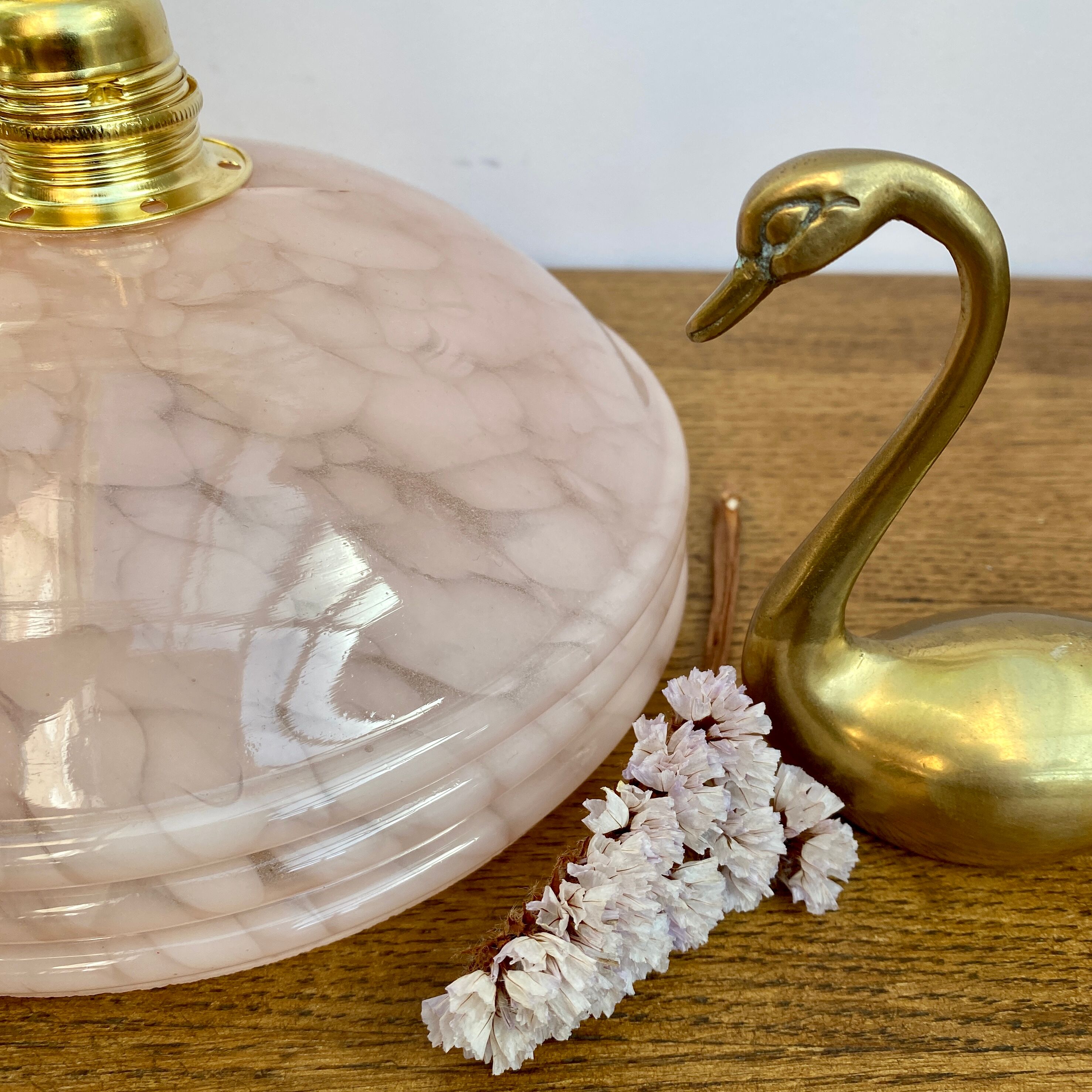 Vintage pink Clichy glass lampshade wall lampshade