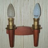 Paire d'appliques scandinaves en teck à 2 feux 1960