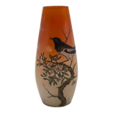 Enamelled decorative vase signed GEM