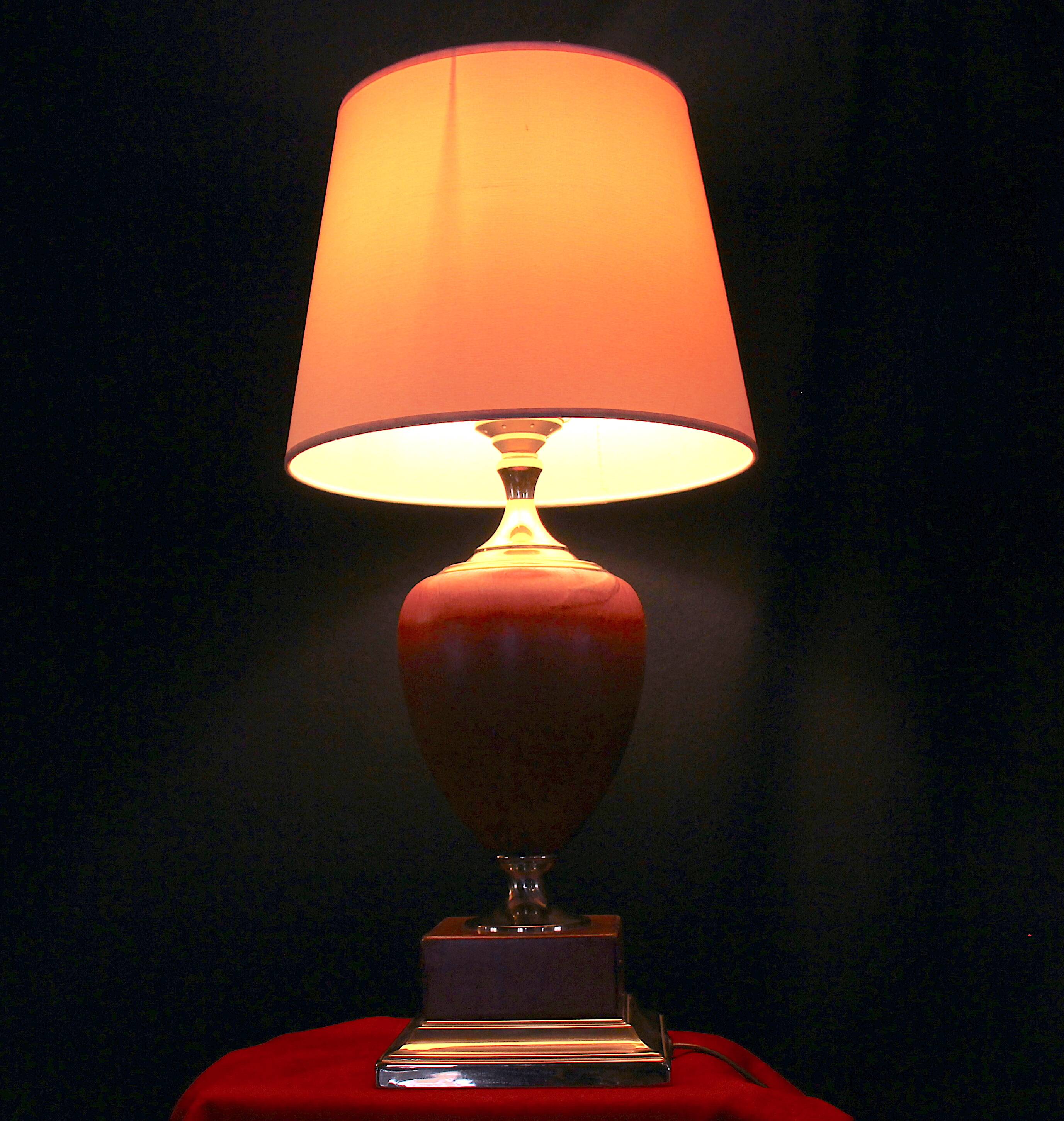 Le Dauphin leather lamp, mid-century, France, signed