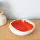 Large hollow ashtray in red and white earthenware, 50s or 60s