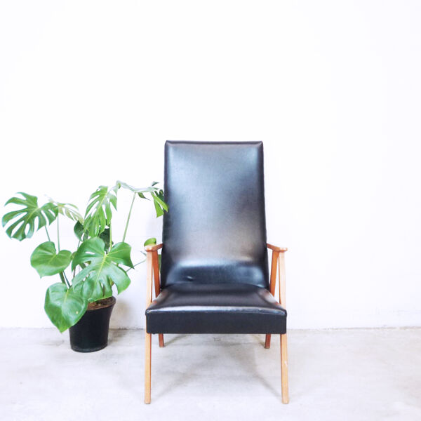 fauteuil compas noir simili cuir