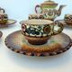 Paul Fouillen Quimper tea set sugar bowl cups and saucers