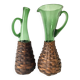 Pitcher and bottle in tinted glass and rattan, Italy, 1960s/1970s