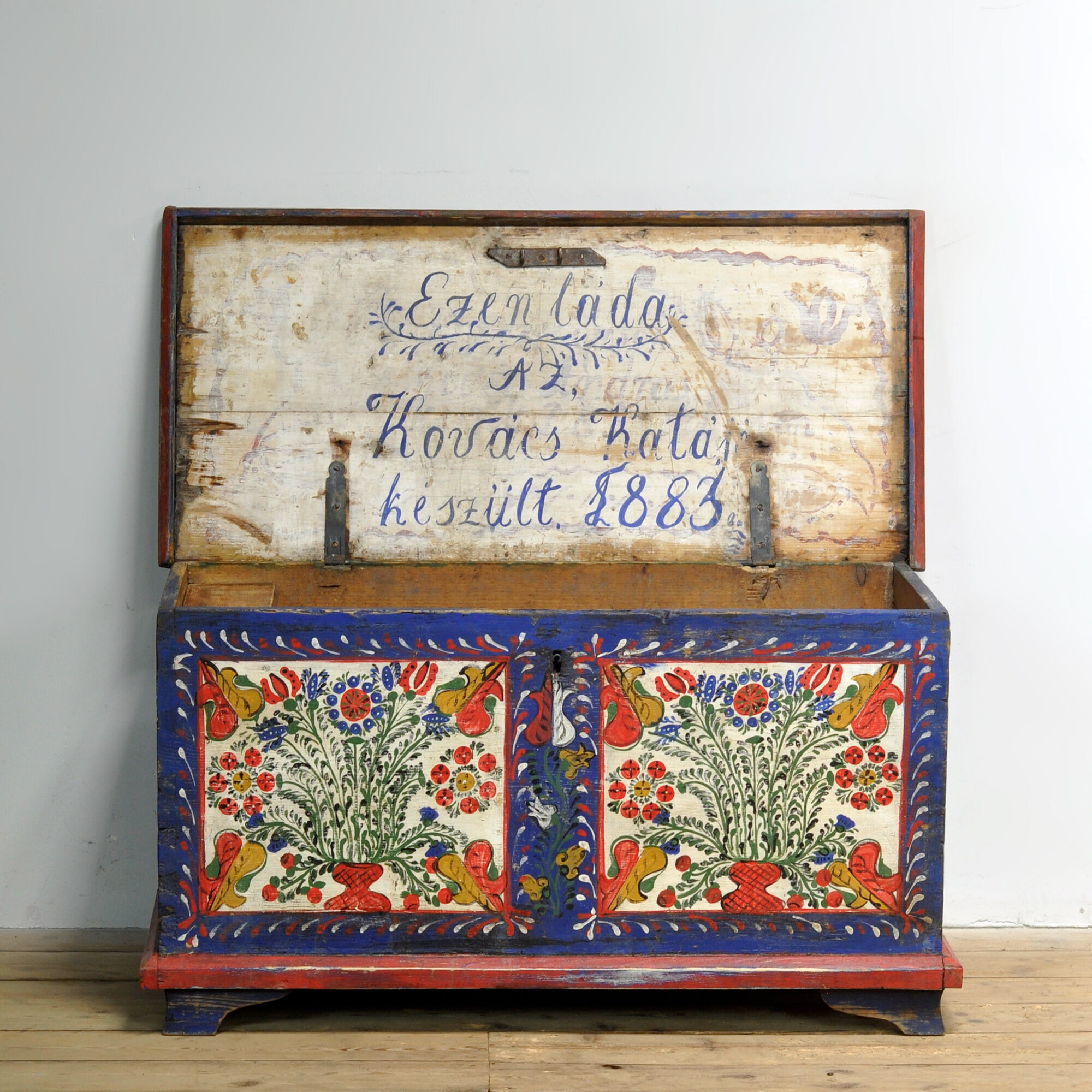 Folk art bridal chest, dated 1883