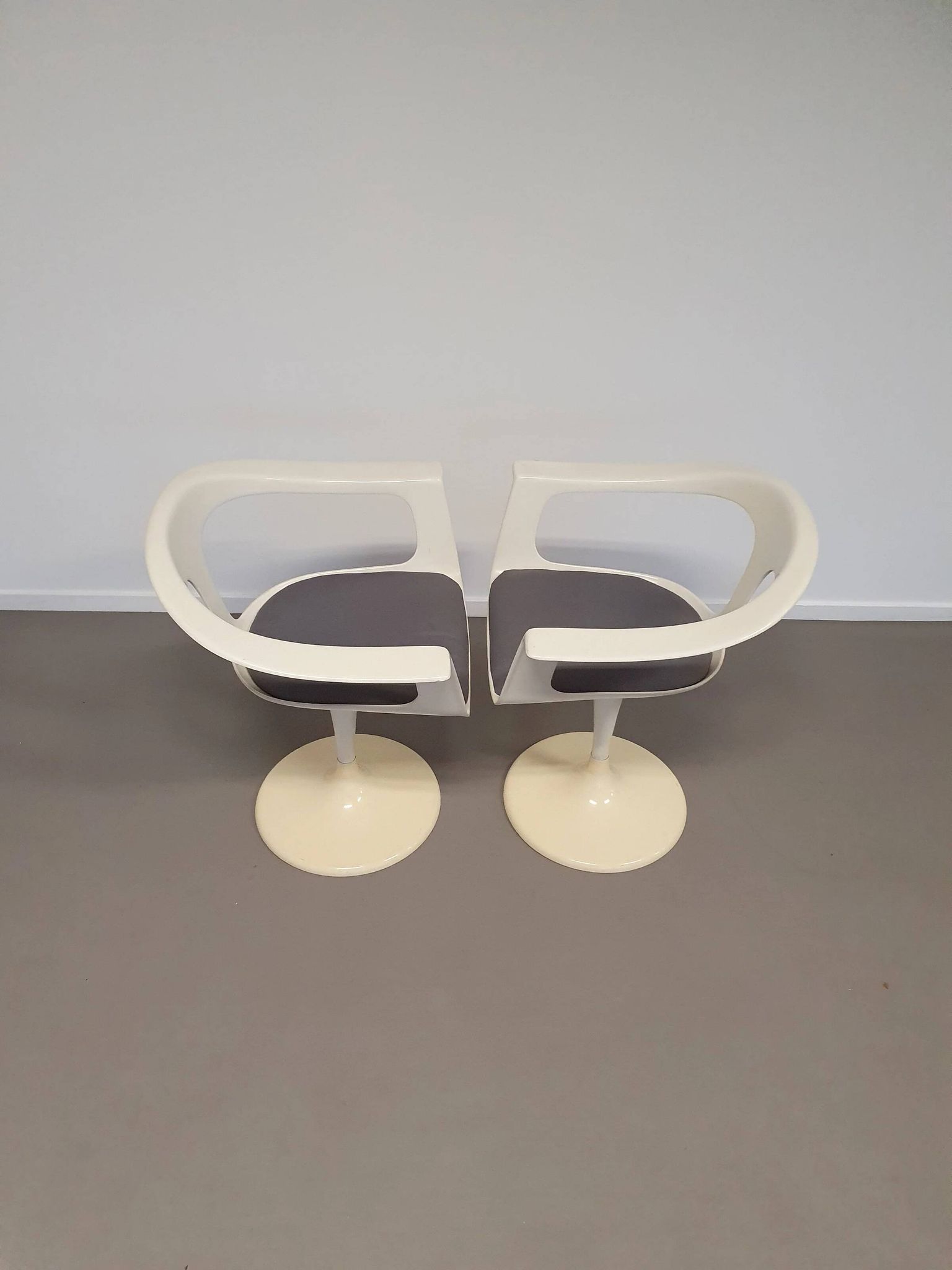2 x Lusch Tulip Chair, rare, 1972, white design, vintage Colani design