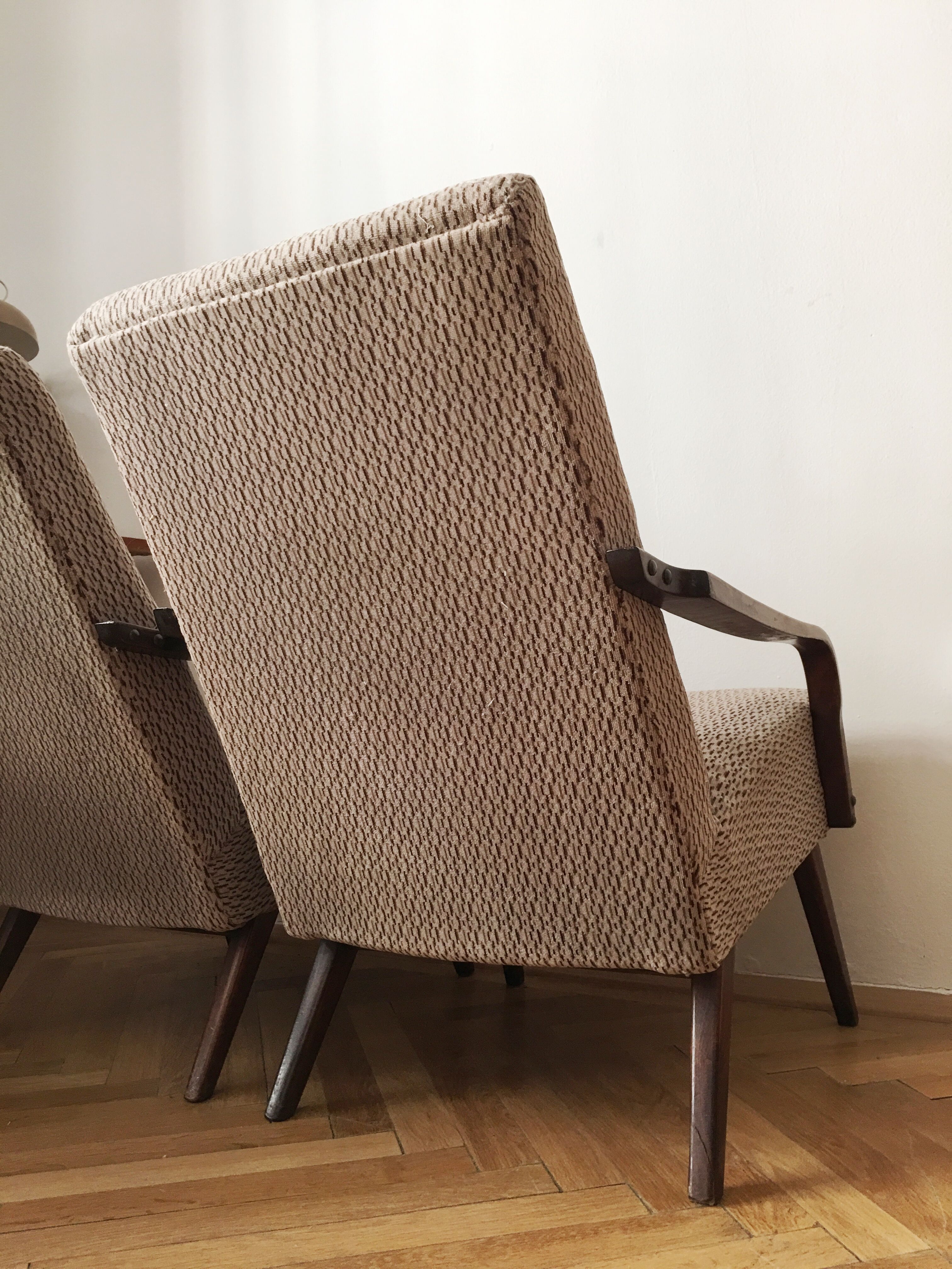 Grey/Brown Vintage Armchairs, 1960s, pair