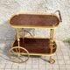 Vintage bar trolley in matte gold metal and melamine 1960