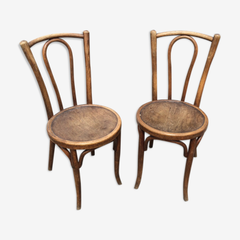 Pair of old Baumann bistro chairs in curved wood