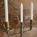 Pair of 3-spoke brass candlesticks