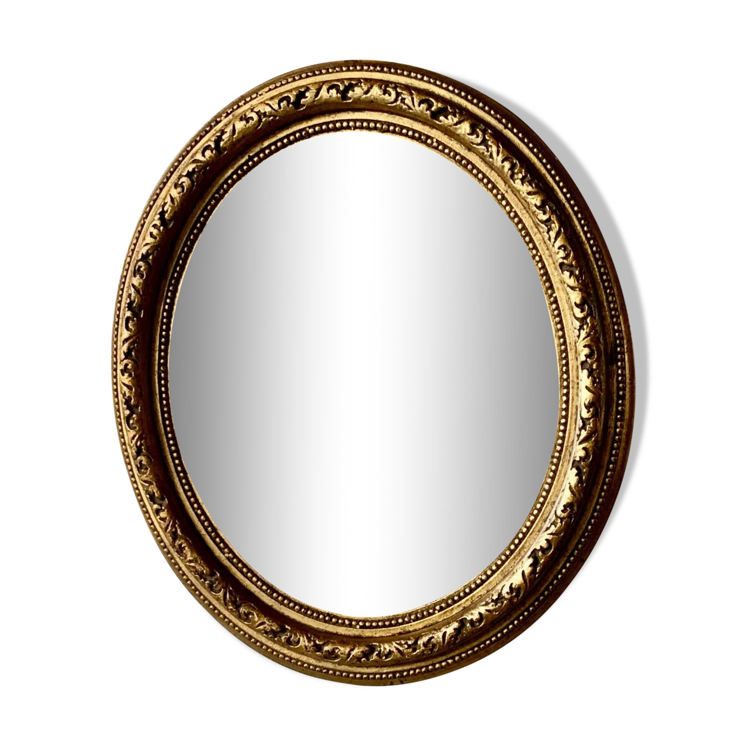 Small vintage wall mirror in gold painted wood