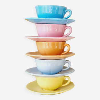 5 pastel ceramic coffee cups