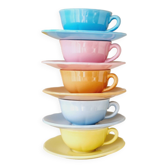 5 pastel ceramic coffee cups