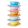 5 pastel ceramic coffee cups