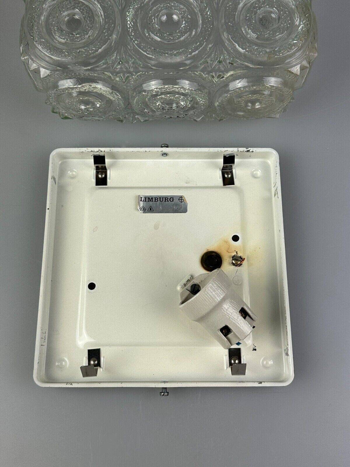 Limburg glass and metal ceiling light, Germany 1960