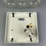 Limburg glass and metal ceiling light, Germany 1960