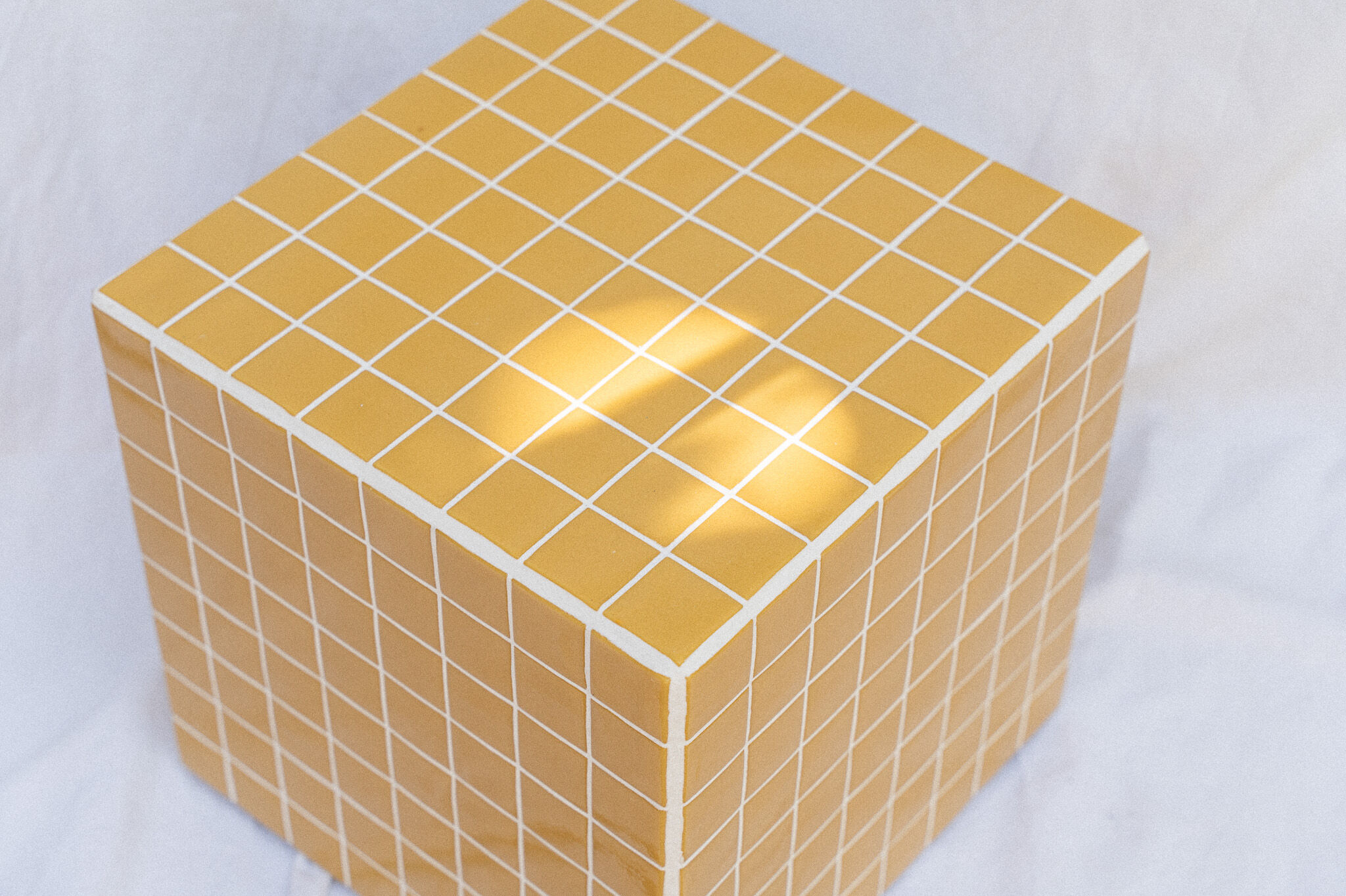 Mustard yellow cube side table 33x33 cm