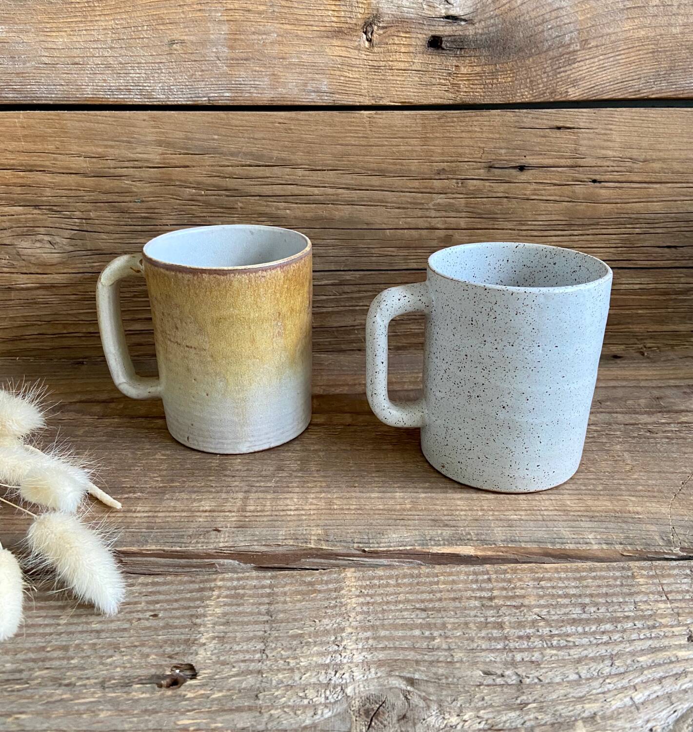 Duo of Vallauris stoneware mugs