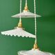 Vintage triple suspension lampshade in white opaline.