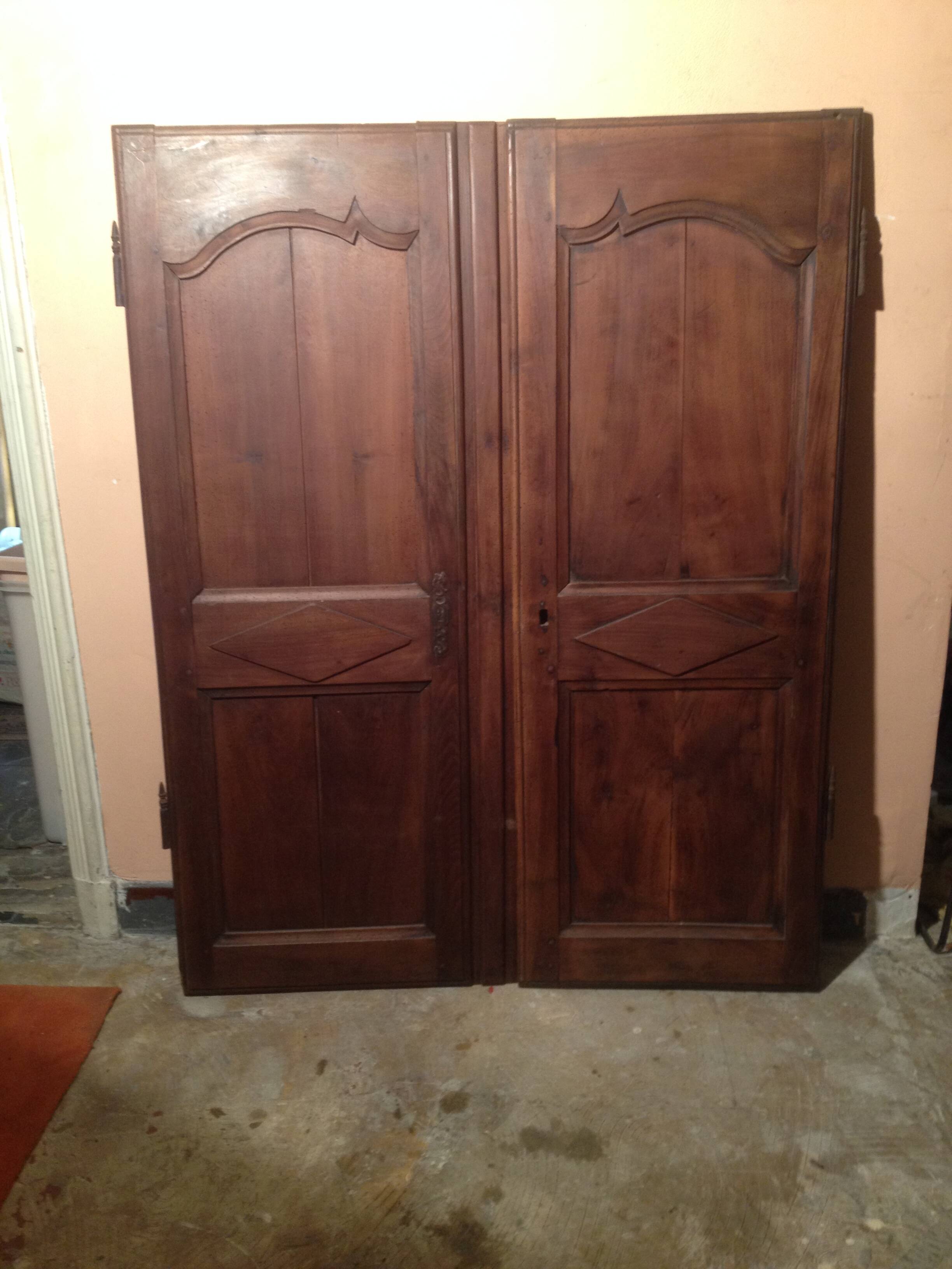 Pair of old doors in solid walnut