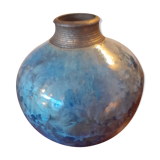 Blue ceramic vase with crystallization effect