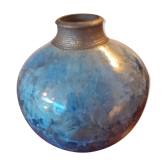 Blue ceramic vase with crystallization effect