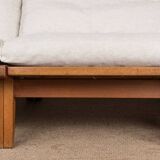 Large Danish Sofa in solid oak and fabric, model GE375 by Hans Wegner for Getama 1960.