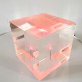 Cube lamp in plexi Plugg design Habitat 2000s