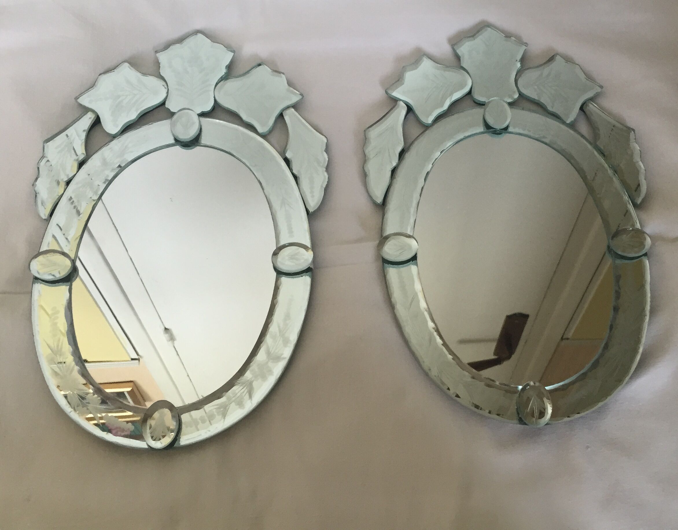 Ensemble de deux miroirs vénitiens 26x41cm