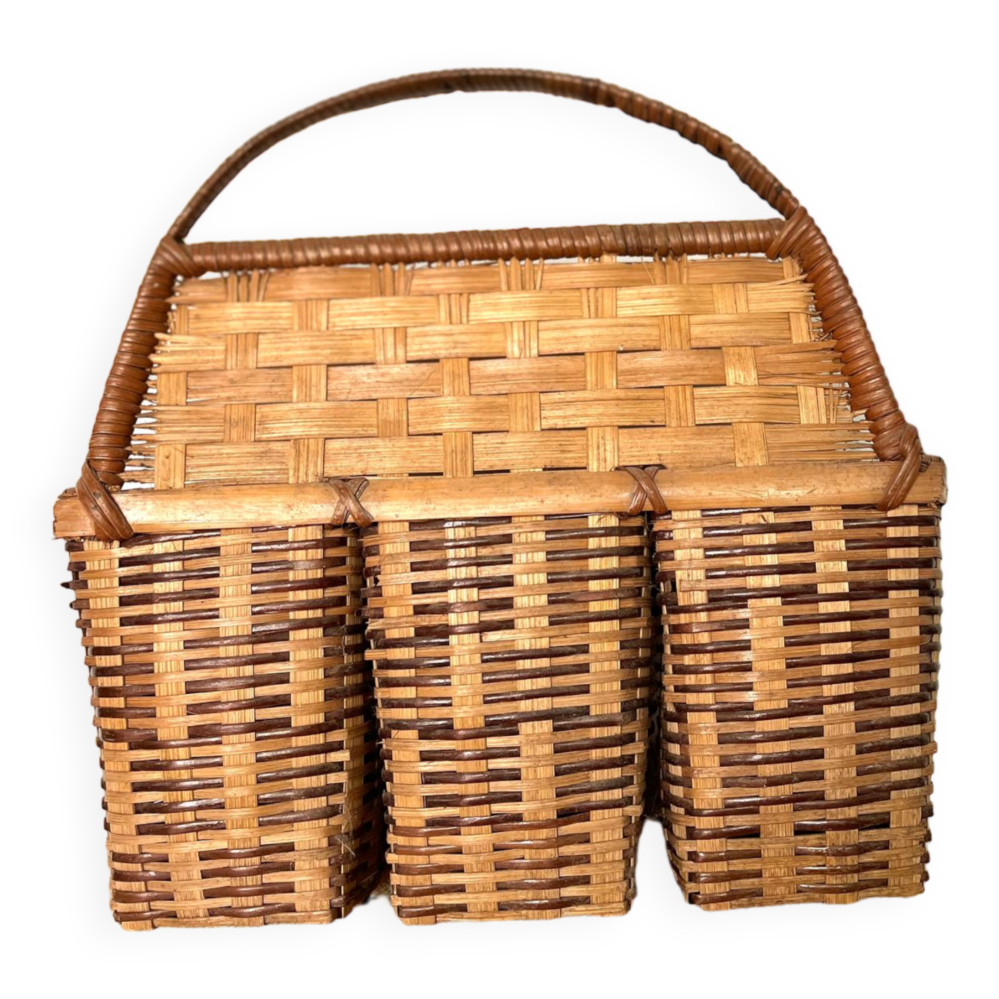 Vintage rattan hanging basket