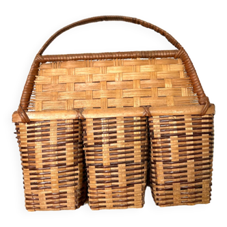 Vintage rattan hanging basket