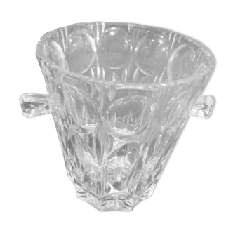 Seau a glace en verre presse moule vintage ancien taille diamant 1900