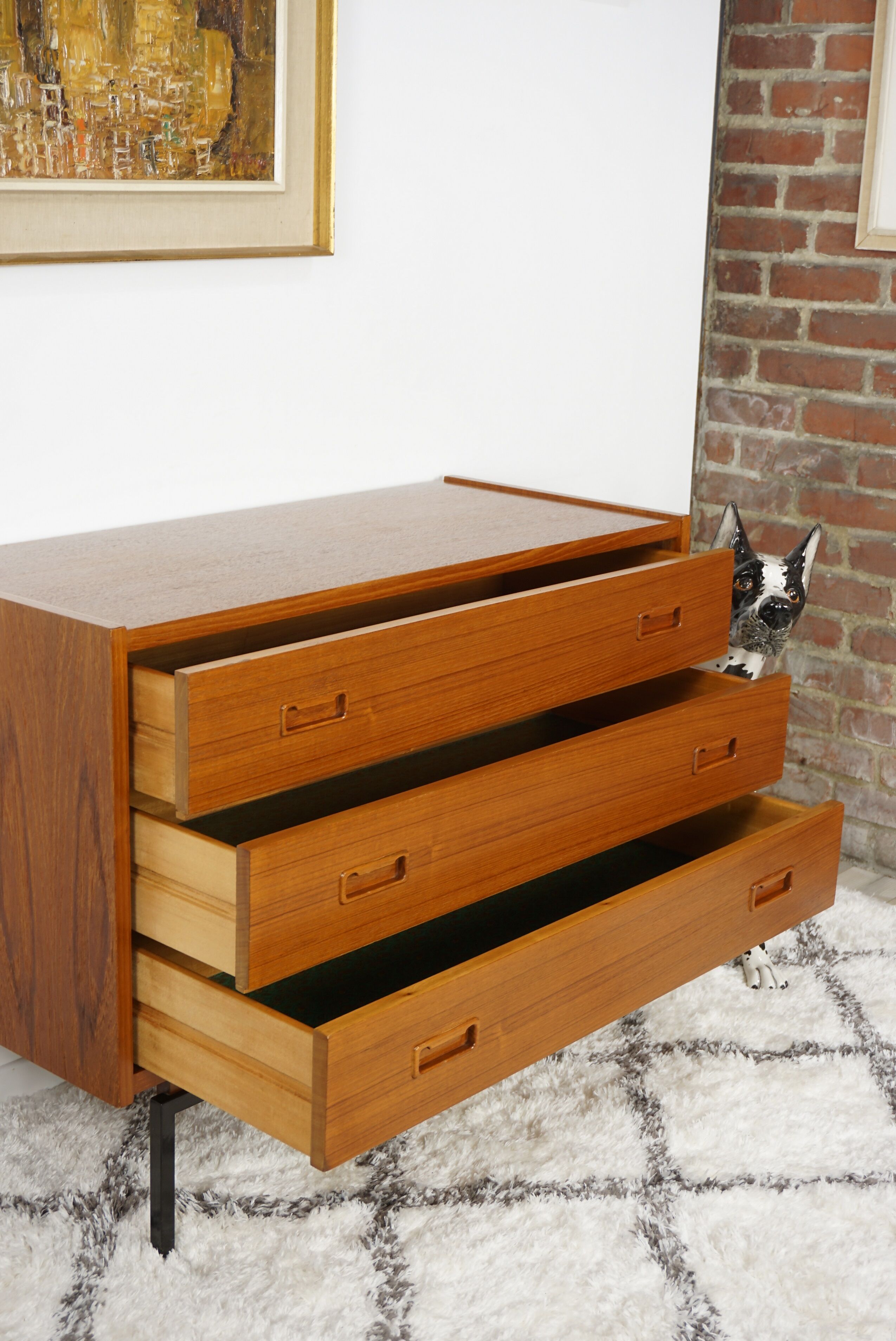 Commode en teck et métal années 60