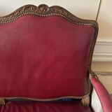 Regency 3-seater sofa in burgundy wood and leather