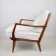 Club white ivory bouclé lounge chair, 1970s