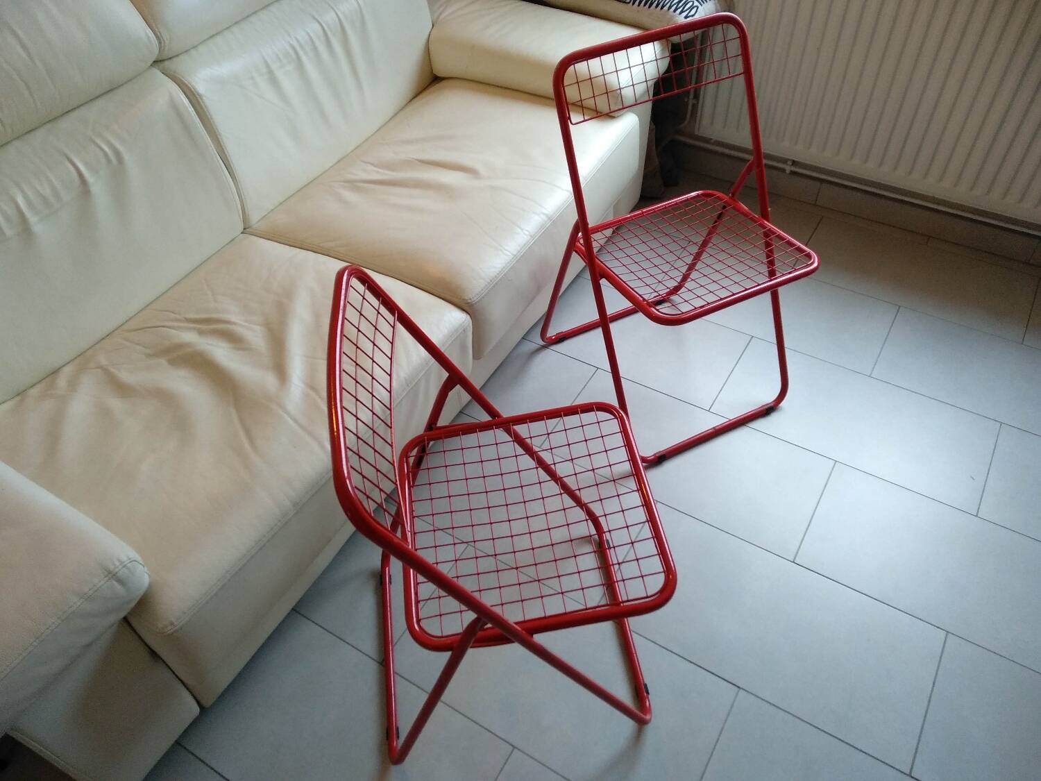 Pair of TED NET Niels GAMMELGAARD red chairs for IKEA