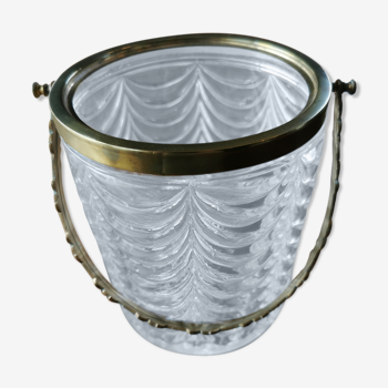 Napoleon-style glass and brass ice bucket