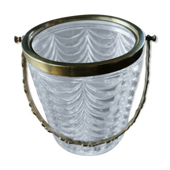 Napoleon-style glass and brass ice bucket