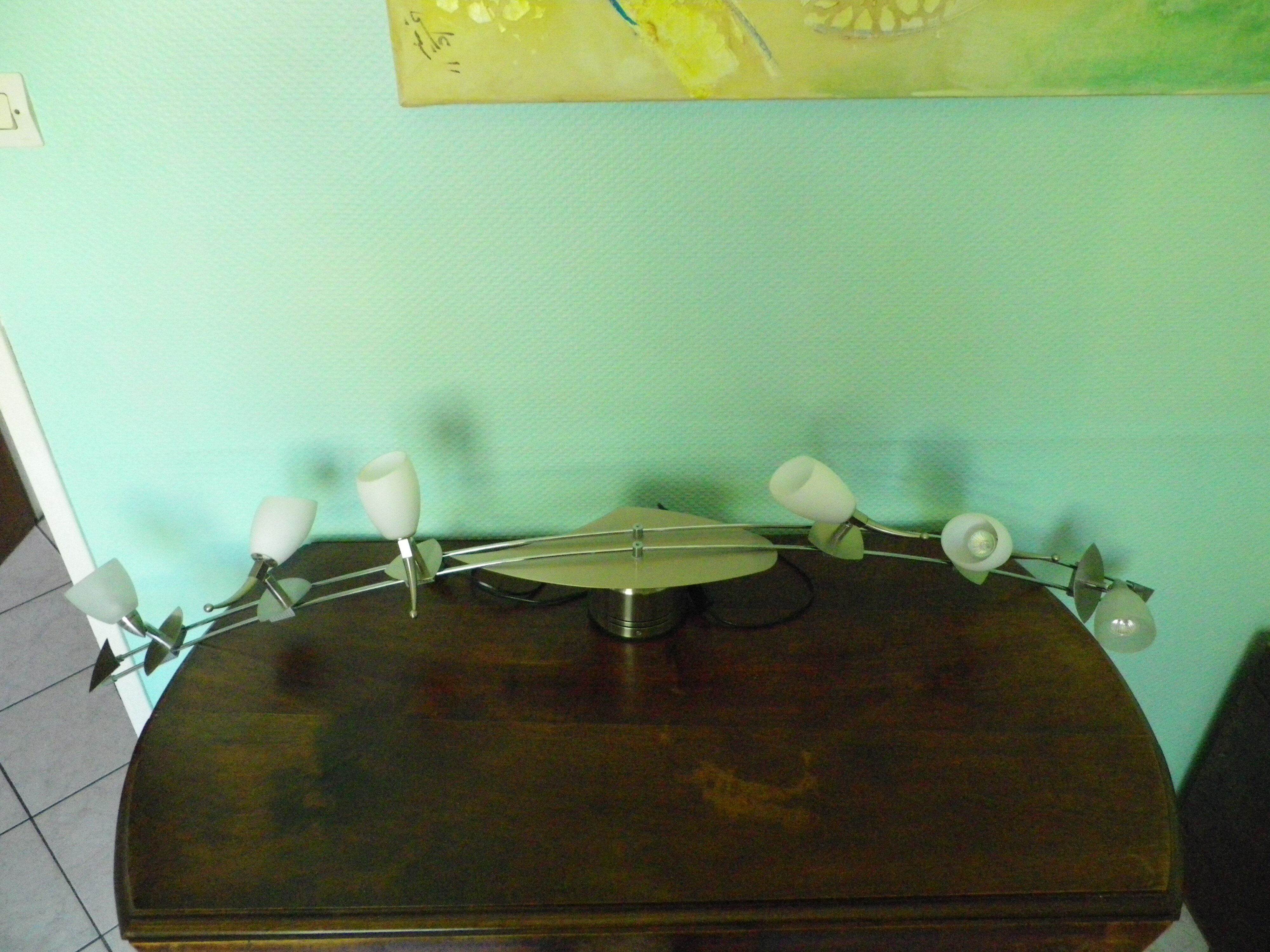 "Paulmann" 1m40 design hanging 6 lights anodized aluminium - 70s