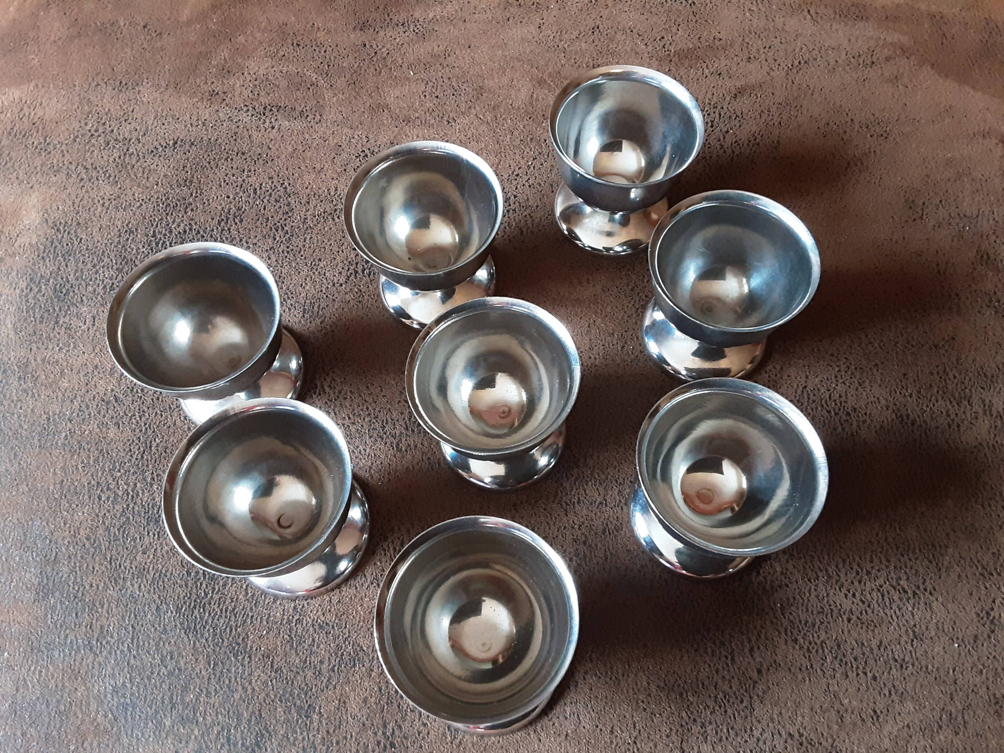 Set of 8 metal egg cups